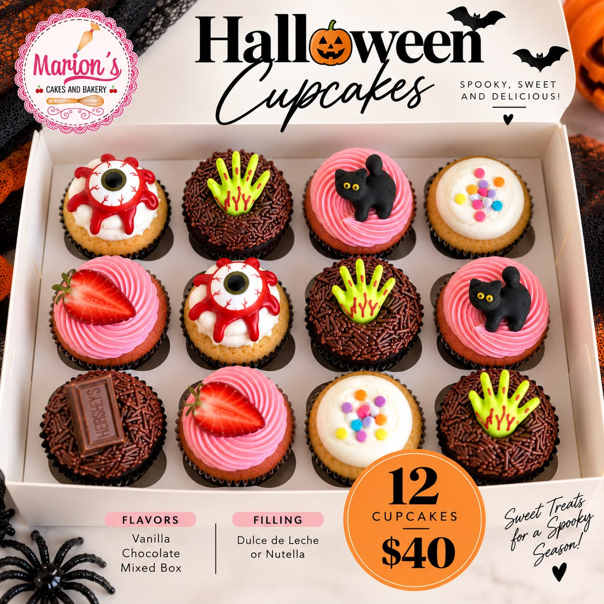 Halloween Cupcakes 12-Pack | Spooky Decorated Cupcakes
